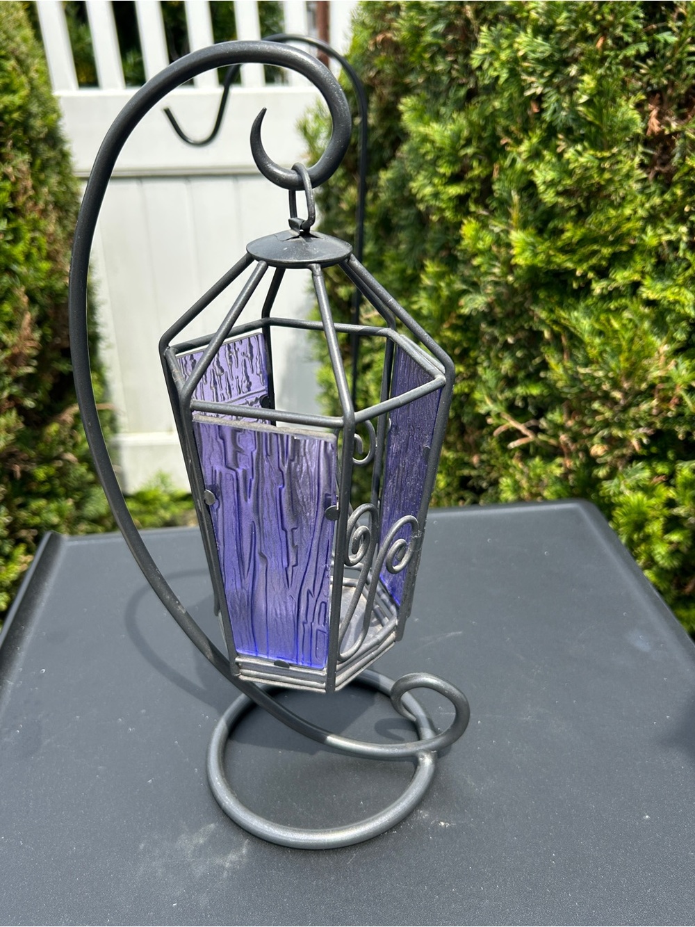 Purple Glass Lantern Hanging Accent - Picture 3 of 3